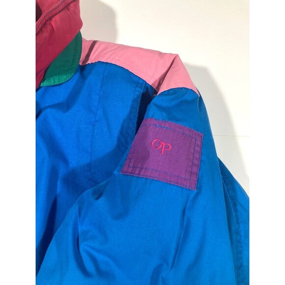 Vintage Op Ocean Pacific Puffer Jacket Medium 80s Blue & Pink Winter Ski Surf - Picture 10 of 12